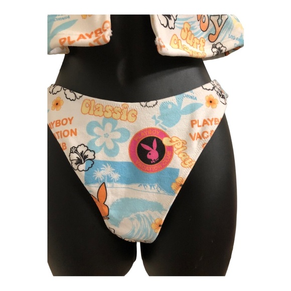 Playboy by PacSun halter front tie terry cloth monogram bunny bikini size‎ Small - Picture 5 of 16